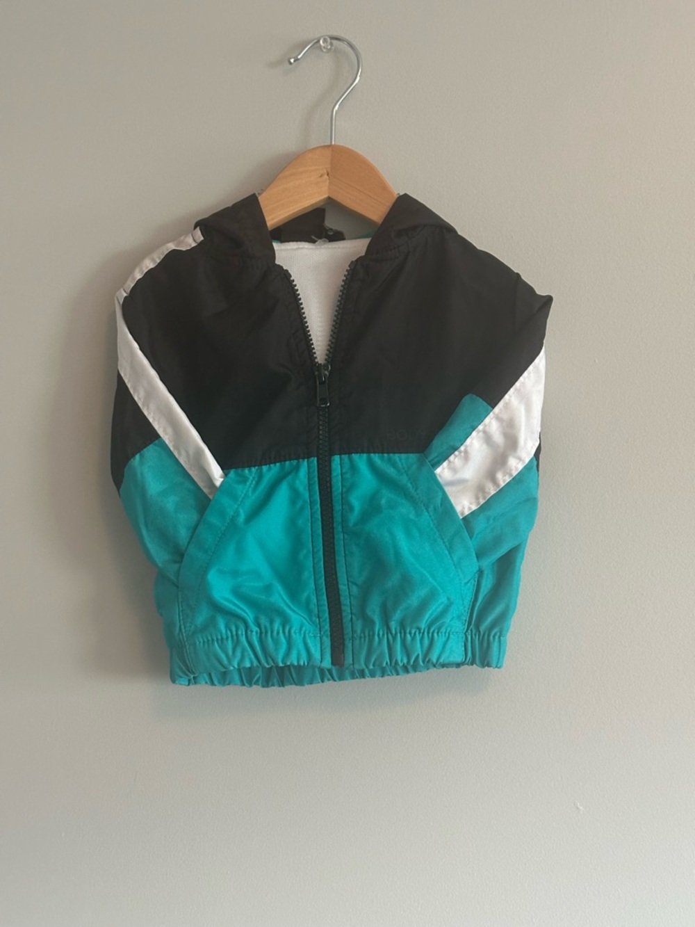 Kids Teal & Black Hooded Windbreaker Jacket